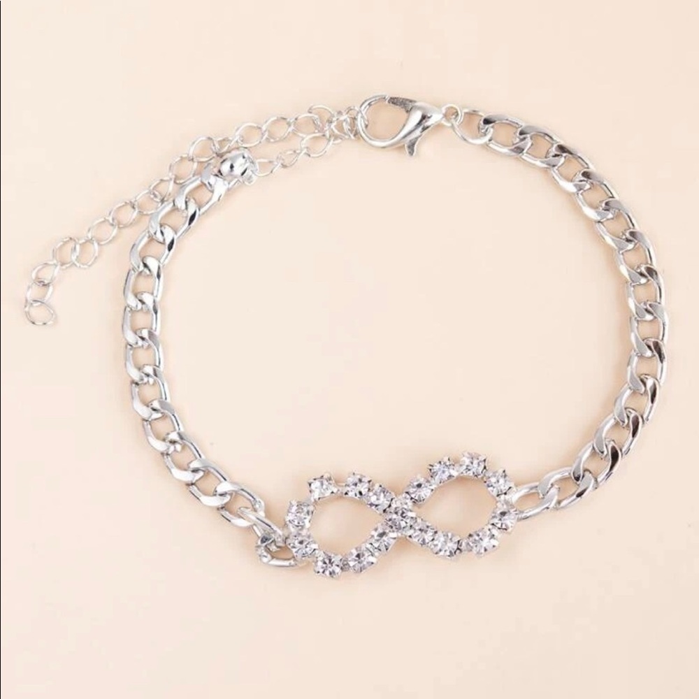 Infinity Rhinestone Silver Bracelet - Picture 2 of 9